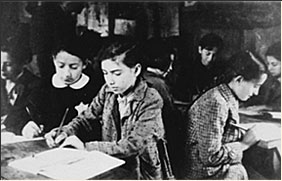 Children study at an undercover school, Kaunas Ghetto, Lithuania