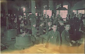 Jewish children working as locksmiths in the Lodz Ghetto.